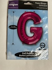 Large Anagram Super Shape Letter Foil Balloon Silver 32" Tall Pink Letter G