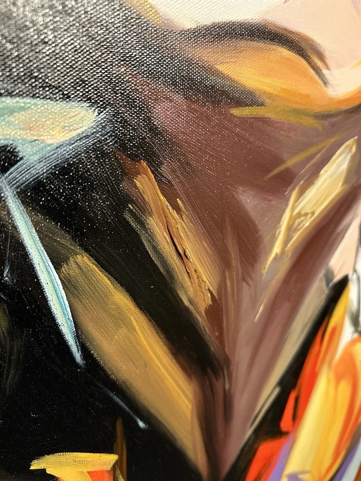 XL Pop Art Painting Canvas acrylic oil by Original Artist Woman Girl Portrait - Image 4 of 4