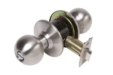 Oxford Ball Style Privacy Bed/Bath Door Knob Lockset, Satin Nickel