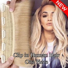 Clip in 100 Human Remy Hair Extensions Hairpieces Half Full Head One Piece 22"