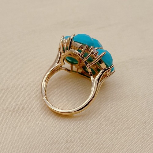 21x25mm Blue Faceted Crystal Cz Pave Female Finger Ring - Picture 4 of 4