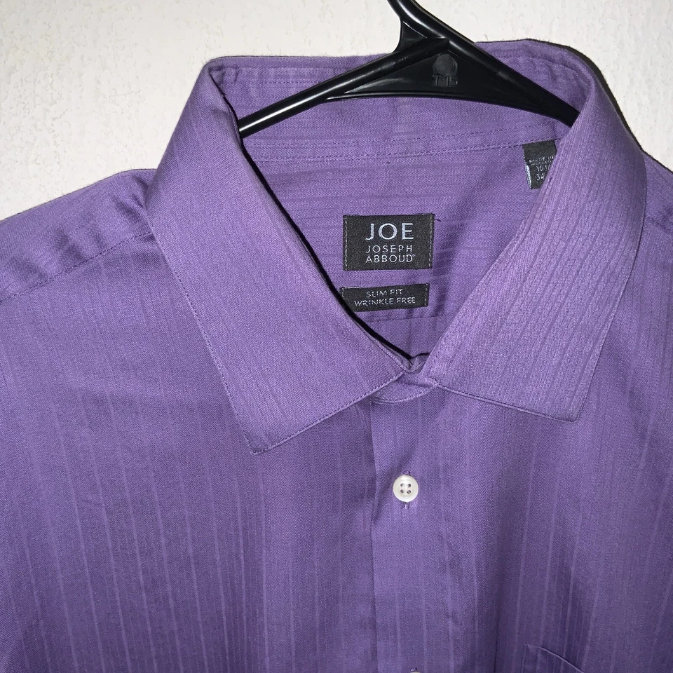 Camisa de vestir Joseph Abboud para hombre 16,5 34/35 calce ajustado sin arrugas - púrpura Foto 3 de 4