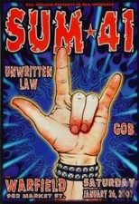 SUM 41 UNWRITTEN LAW WARFIELD 2002 CONCERT POSTER BGP275 ORIGINAL