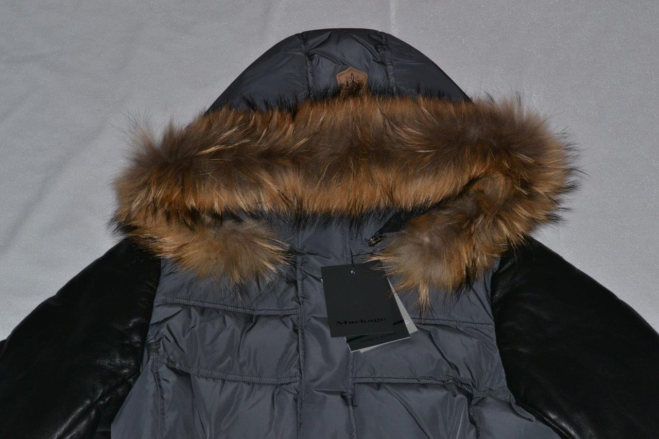 AUTHENTIC MACKAGE WOMEN ORLA CHARCOAL LEATHER SLEEVES DOWN COAT FUR ALL