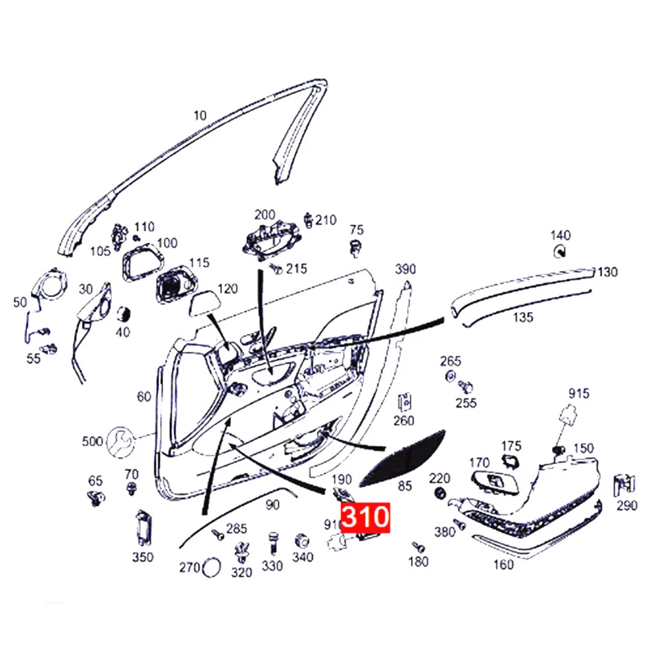 Luz interna preta do painel da porta para Mercedes-Benz X222 Maybach-S-class 2014-2020 - Imagem 3 de 4