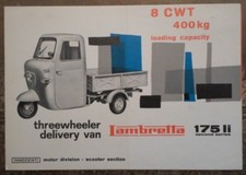INNOCENTI LAMBRETTA 175 LI 3-Wheeler Delivery Van orig 1961 Brochure in English