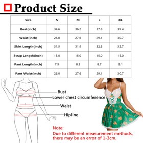 Sexy Christmas Lingerie Women's Dress Lace Deep V-NeckBabydoll Sleepwear