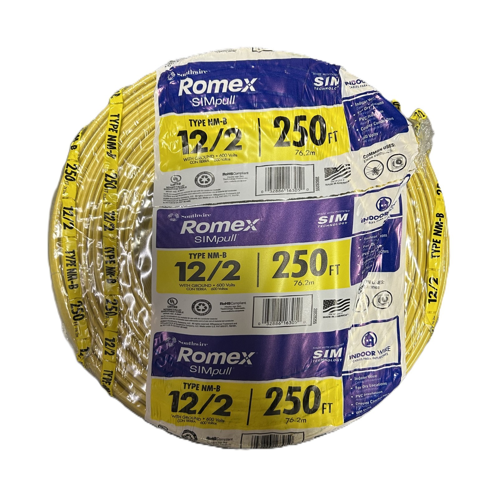 New Romex 12/2 NM-B Non-Metallic Sheathe Cable w/ Ground 250Ft 600V | eBay