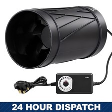 Hydroponics Growing 4 inch 100mm Inline Extractor Fan UK Plug w/Speed Controller