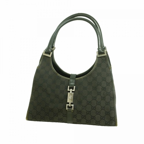 GUCCI Hand Bag GG Canvas Jackie 01719 Canvas Black Silver Hardware 266832