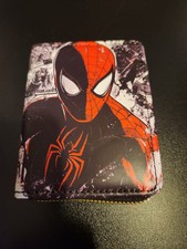 Spiderman Boys' Bifold Coin Wallet Black Red Graphic Print Zipper Comic Design