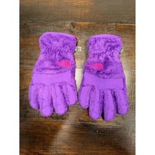 The North Face Kids Purple Fuzzy Fleece Gloves with Pink Logo Size M