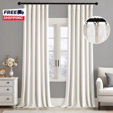 Velvet Curtains 104 Inches Long 2 Panels Set for Living Room Bedroom Cream