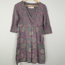Mantaray Dress Womens UK 12 Grey Floral Wrap Bodice Casual Summer Holiday