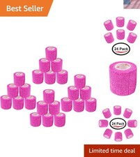 2-Inch Flexible Vet Wrap Tape - Bulk 24 Pack in Fuchsia for Animal Comfort