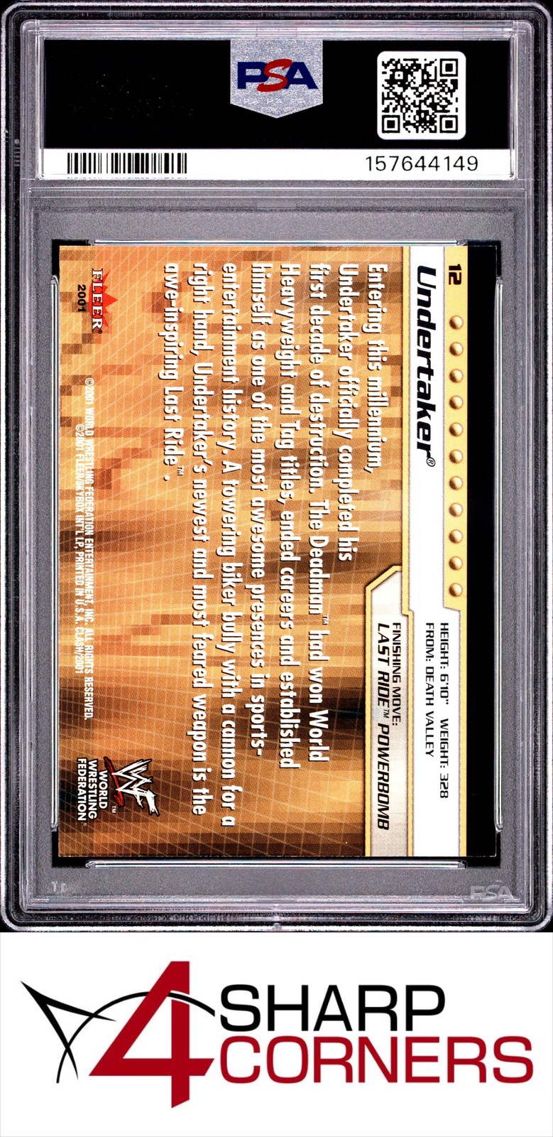 2001 FLEER WWF CHAMPIONSHIP CLASH #12 UNDERTAKER POP 1 PSA 8 view 2