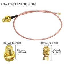 SMA Female to IPX U.FL RG178 Coaxial Cable, 12 inch 30cm SMA MHF1 UFL for WiFi