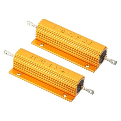 2x 100W 15 Ohm Hülle Widerstand Gehäuse Draht Widerstände Schraube Tap Goldton