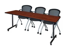 Regency Kobe 48 x 24 in. Mobile TBase Training Table 2 Cadence Nesting Chairs