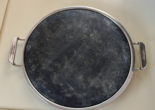 All Clad 13" Heavy Soapstone Pizza Stone & Stainless Steel Frame