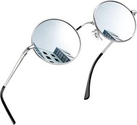 Sonnenbrille Polarisierte Retro Runde Uv400-Schutz Metallrahmen Herren Damen