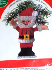Leisure Arts CANVAS CAPERS Plastic Canvas Christmas Ornament Kit - SANTA CLAUS