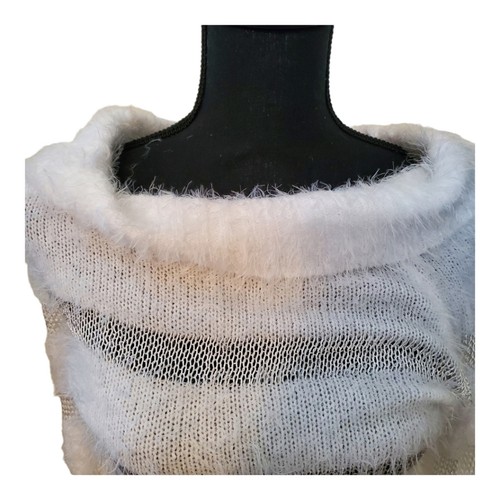 Slinky sexy Gr. M weiß Kätzchen weich Angora Kleid Peek-a-Boo Netzbänder - Bild 2 von 7