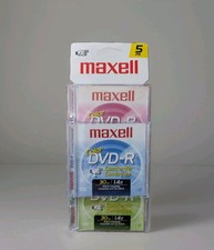 Maxell 5-Pack Mini Color DVD-R Video Disc Camcorder Media 1.4 GB-30 Minute-New