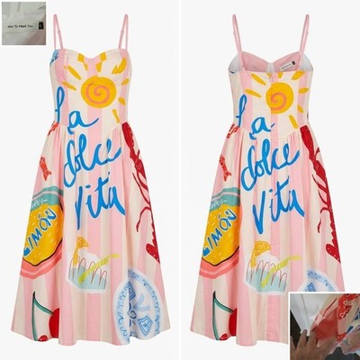 Nice To Meet You Women's Pink Multicolor Striped A-Line Midi Dress XL Pockets