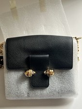 Alexander McQueen Crossbody Purse Twin Skull Chain Leather Bag Small Authentic