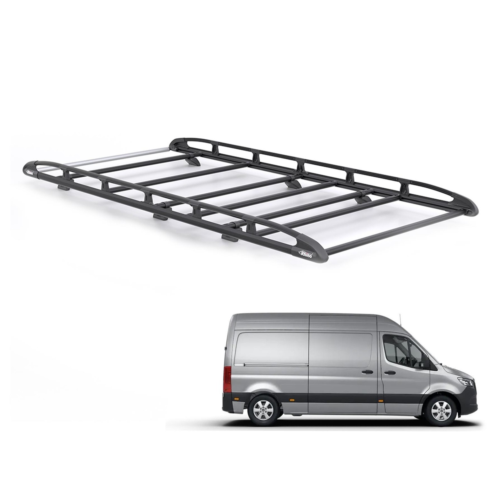 Mercedes Sprinter Roof Rack for 2018+ [L2H2] Rhino KammRack (Black)