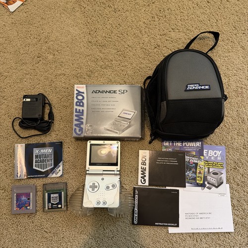 Nintendo Game Boy Advance SP, Platinum, AGS-001, CIB, Tested, Games and Extras!