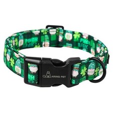 St Patrick's Day Dog Collar, Cute Green Clovers Small St Patrick-Clovers Fairy