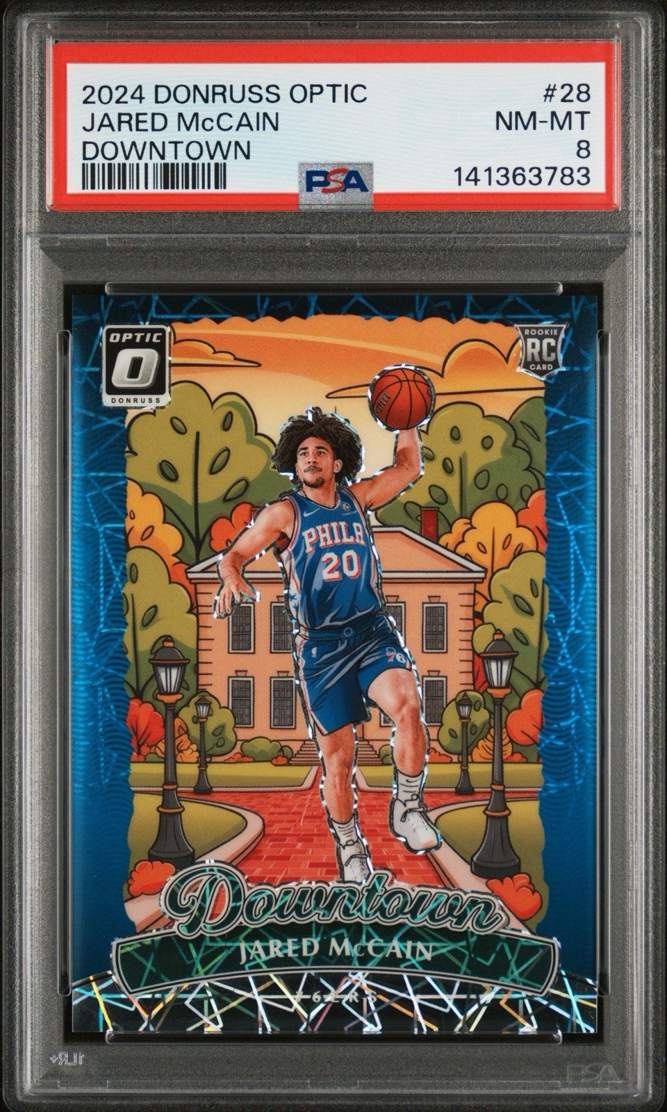 2024 Panini Donruss Optic 28 JARED McCAIN Downtown PSA 8 76ers Rookie Case Hit
