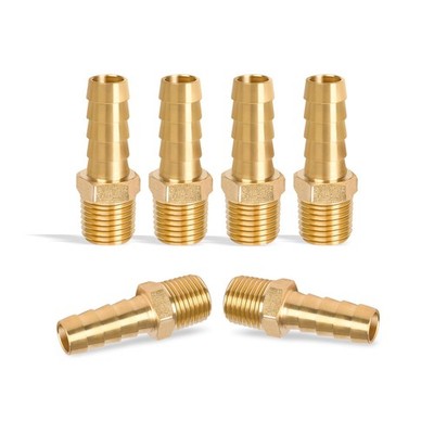 6 Pcs Brass Hose Fittings, 1/4 NPT to 3/8 Barb, Barbed Hose Fittings, Thread ...