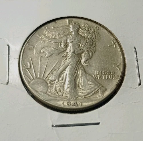 1941 Walking Liberty Half Dollar 90% Silver . Very fine  uncertified.