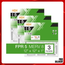 12 x 12 x 1 Standard Pleated Air Filter FPR 5, 3-Pack, Air Filters Replacement