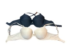 Victoria s Secret Angels Bra 36D Demi Set Of 2 Black Beige VTG GUC