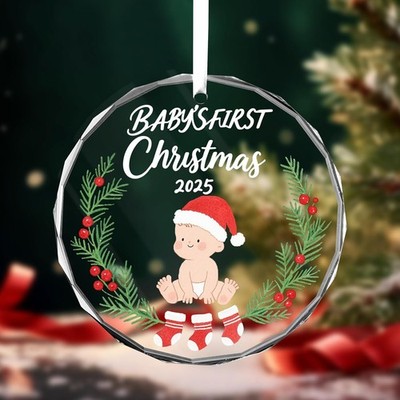Baby's First Christmas Ornament 2025 Boy Shatterproof Glass Christmas Tree Decor