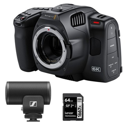 Blackmagic Design Pocket Cinema Camera 6K Pro w/ Sennheiser MKE 200 Camera Mic