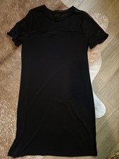 Michael Kors Women’s S Black Tunic Top Dress Eyelet Mesh Neckline Short Sleeves