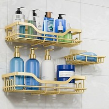 3-Pack Shower Caddy with Soap Holder, Adhesive Rustproof No-drill Strudy Load...