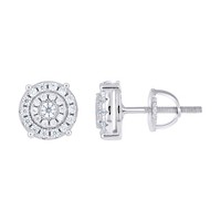 Sterlingsilber Moissanit 8Mm 4 Zacken Doppel Halo Rund Ohrstecker 1/2 Karat