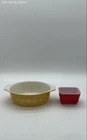 Pyrex Butterfly Gold 043 Oval Casserole & Red 501 Refrigerator Dish 2 Pc Set