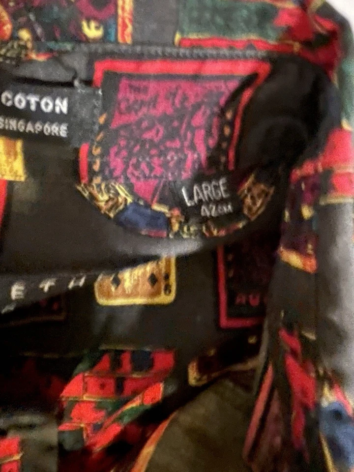 Camisa masculina colorida manga longa Henry Grethel tamanho grande veja detalhes das fotos - Imagem 4 de 4