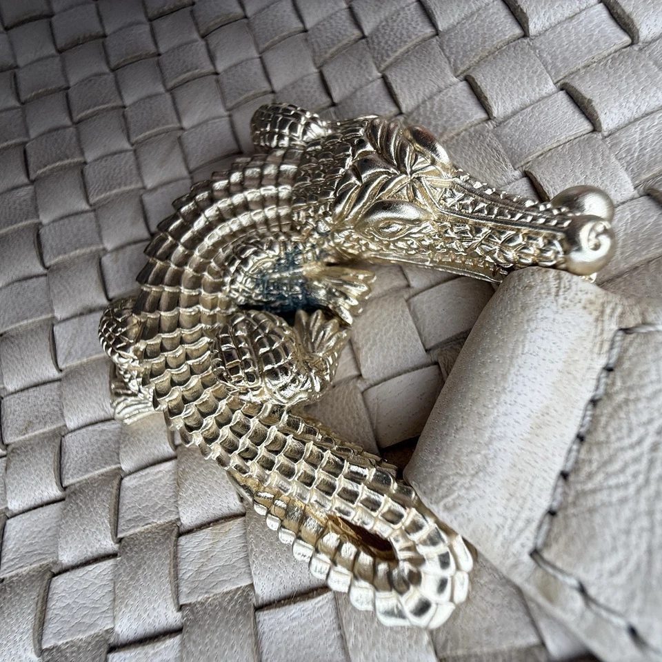 Bolso de Hombro Barry Kieselstein-Cord Cuero Trenzado Crema Caimán LEER Foto 4 de 4