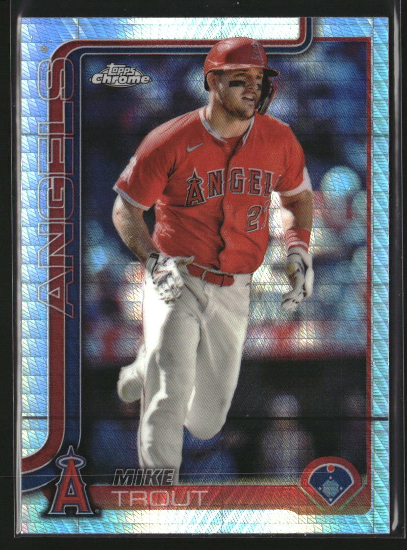 2025 Topps Chrome Prism Refractors Mike Trout #100 Los Angeles Angels