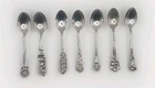 7 Vintage Reed & Barton "Harlequin" Sterling Silver Floral Demitasse Spoons