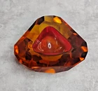 Vintage Murano Sommerso Faceted Art Glass Bowl Amber Color