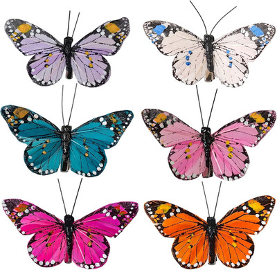- Feather Butterfly Decorations Set of 12 Vibrant Multi Colored Craft Butterflie